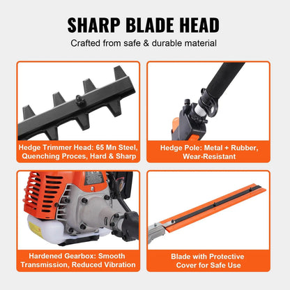 52CC 6-In-1 Gas Powered Landscaping Multi-Tool | Brush Cutter, Pole Saw & Hedge Trimmer Kit
