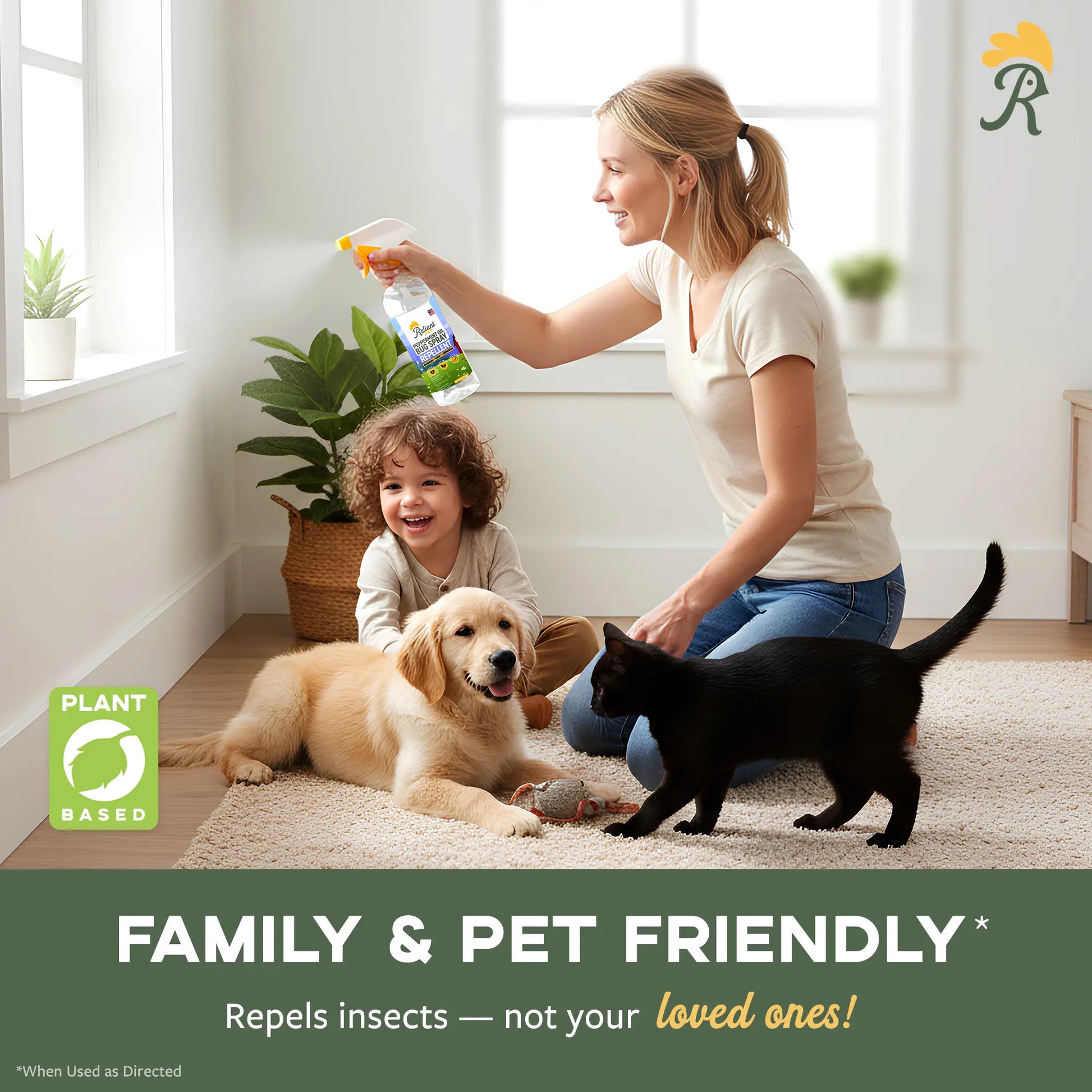 Reliant Natural Peppermint Oil Bug Spray | Ant, Spider & Roach Repellent | Pet & Kid Safe (16 oz, Made in USA)