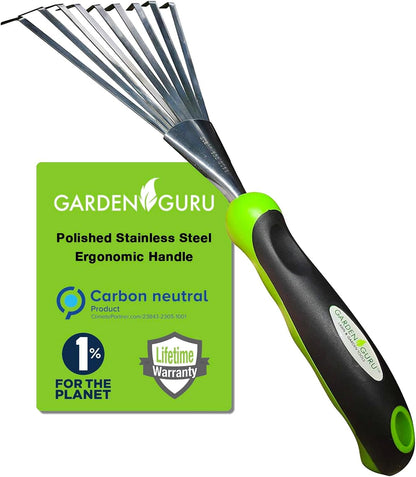 Ergonomic Stainless Steel Garden Rake – Soil Tiller & Cultivator