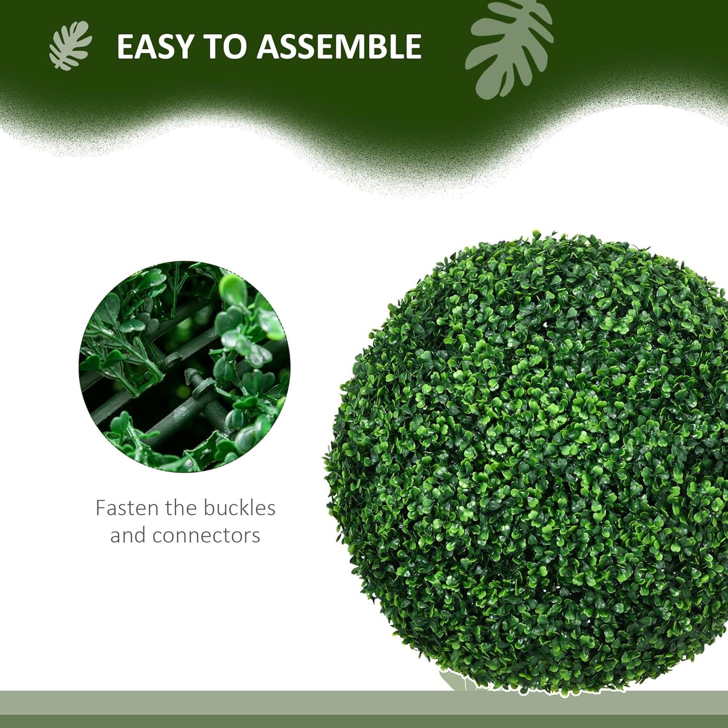 Boxwood Topiary Ball Set (2-Piece) – Uv-Protected Faux Plant Decor
