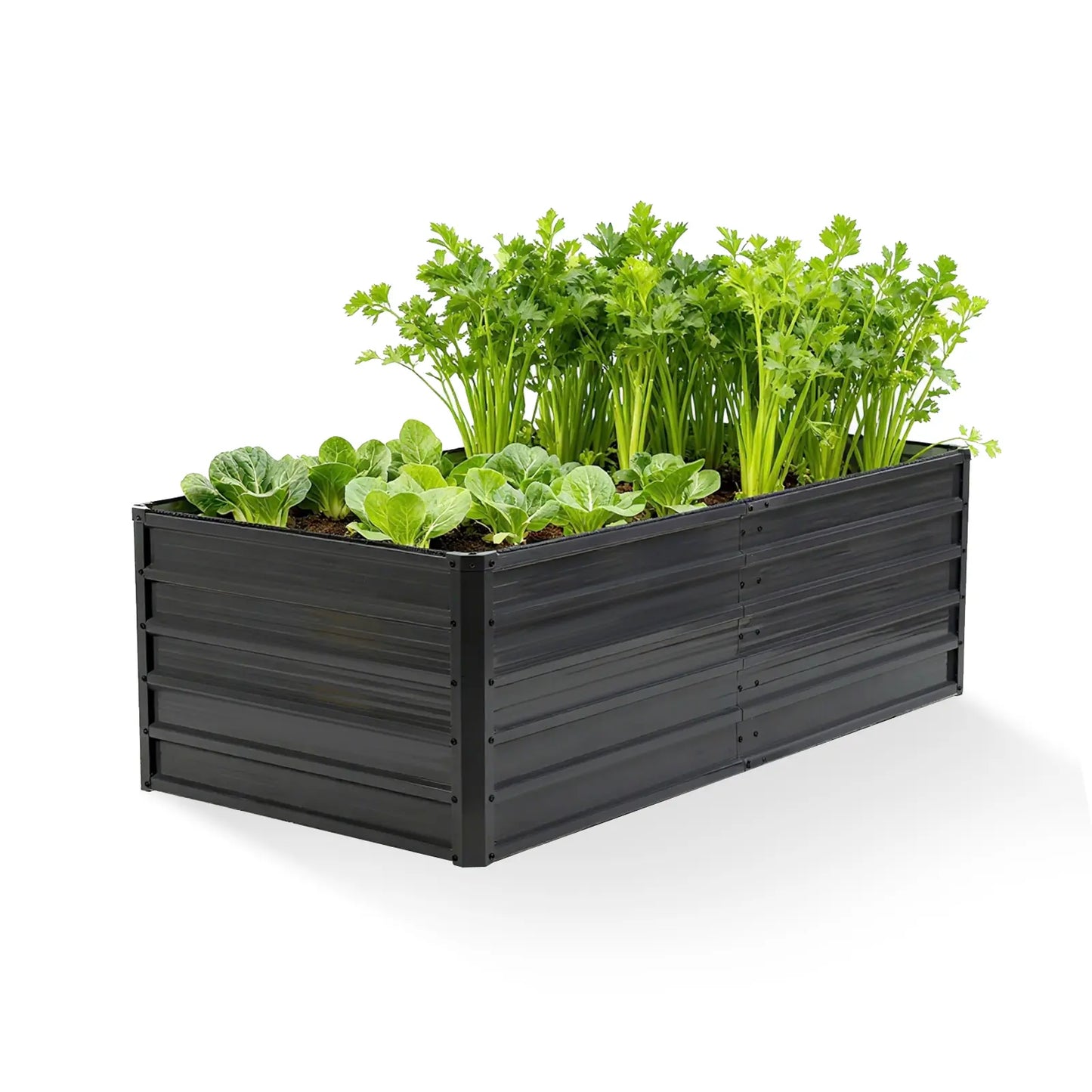 Silver Galvanized Metal Raised Garden Bed | 12" Deep Open-Bottom Planter Box