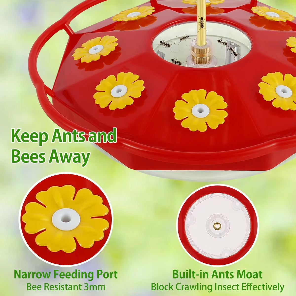 Hummingbird Feeder (8-Port, Ant & Bee Proof) – Flower-Shaped Hanging Bird Feeder