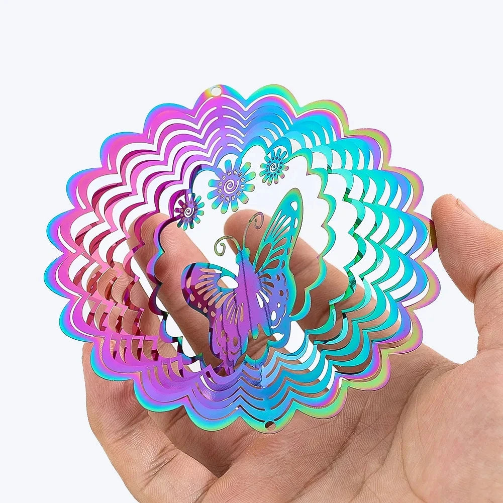 3D Gradient Wind Spinner – Stainless Steel Outdoor Garden Sculpture