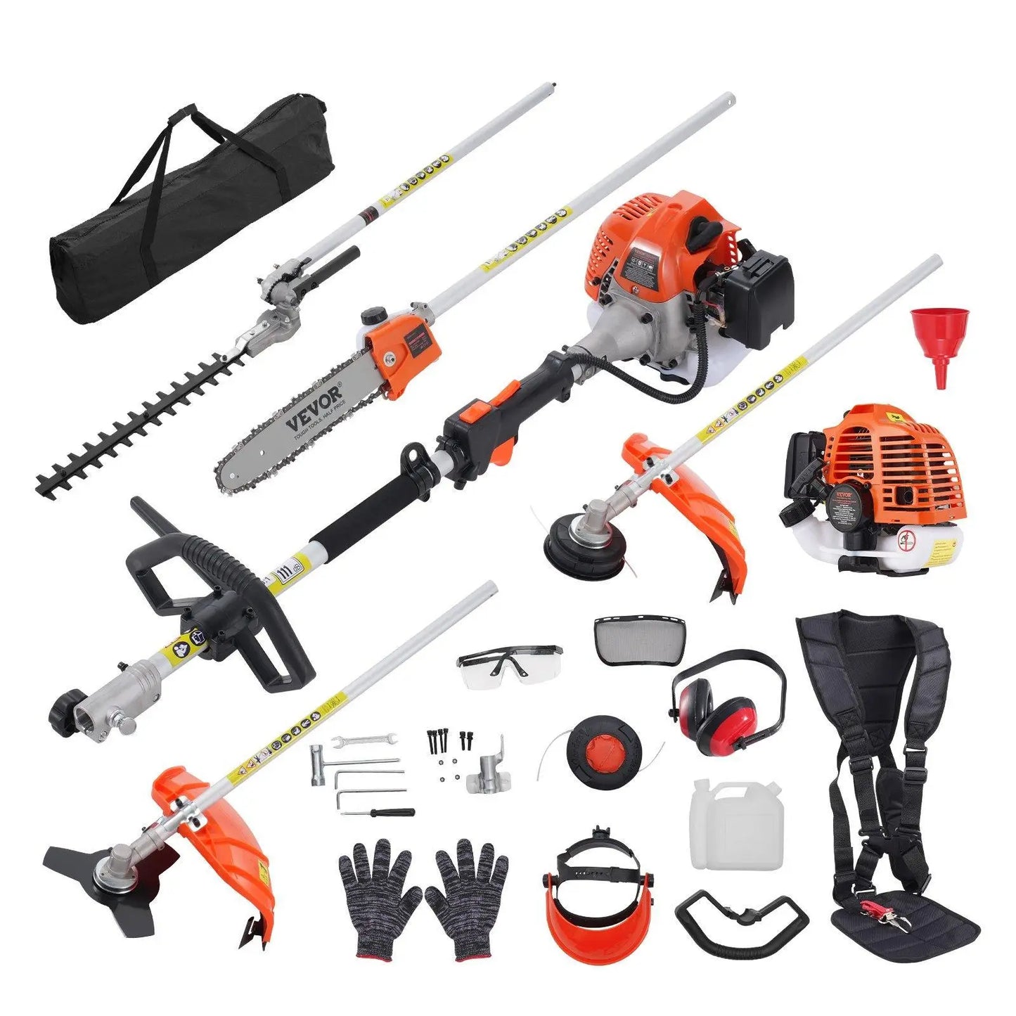 52CC 6-In-1 Gas Powered Landscaping Multi-Tool | Brush Cutter, Pole Saw & Hedge Trimmer Kit
