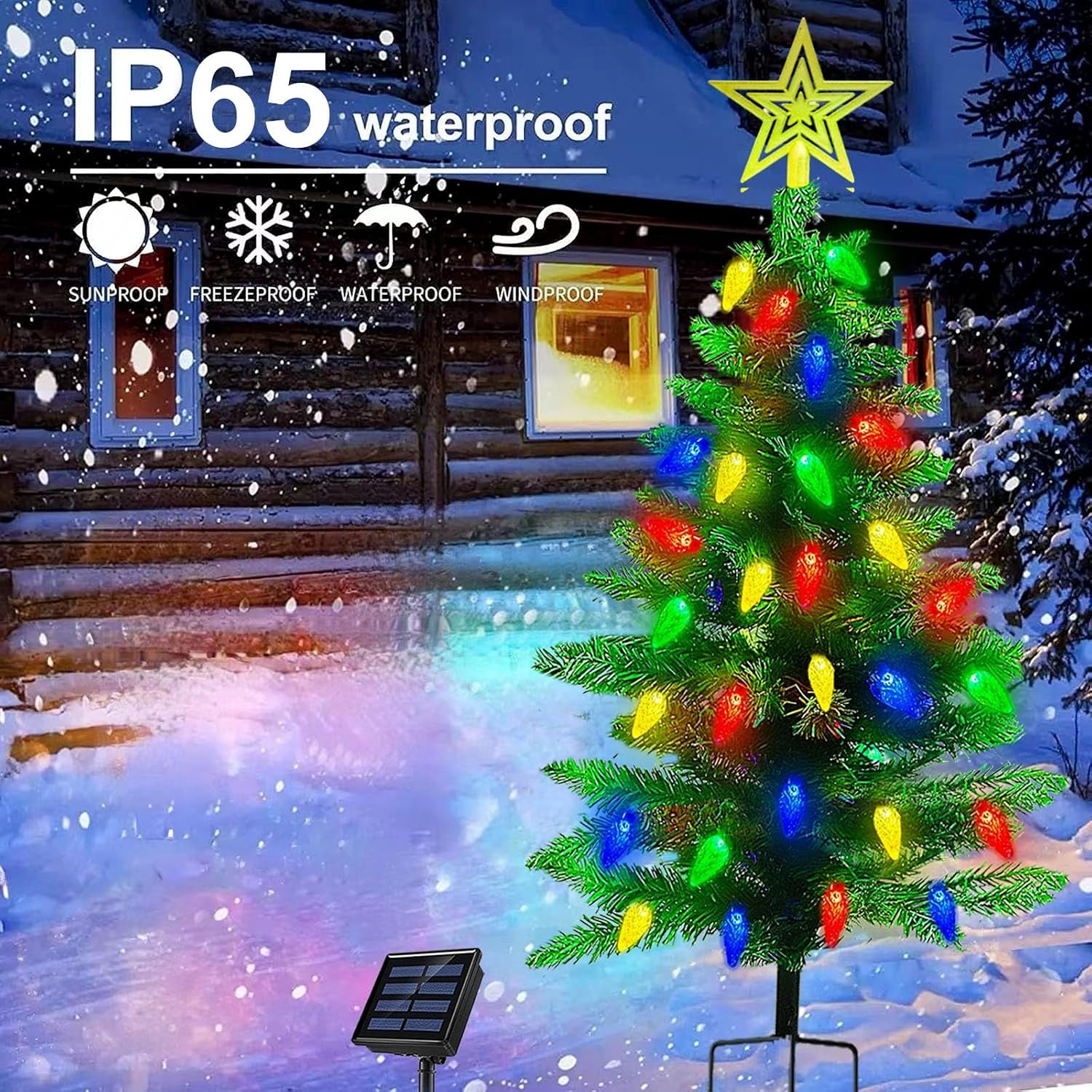 Solar Mini Christmas Trees (2-Pack) – Waterproof Outdoor Holiday Lights