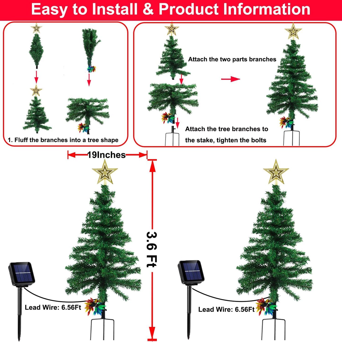 Solar Mini Christmas Trees (2-Pack) – Waterproof Outdoor Holiday Lights