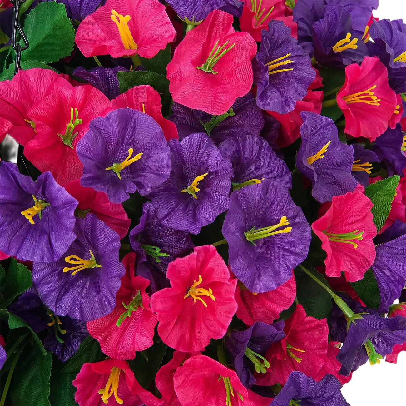 2-Pack Artificial Morning Glory Hanging Flower Baskets | UV-Resistant Faux Plants for Outdoor Decor
