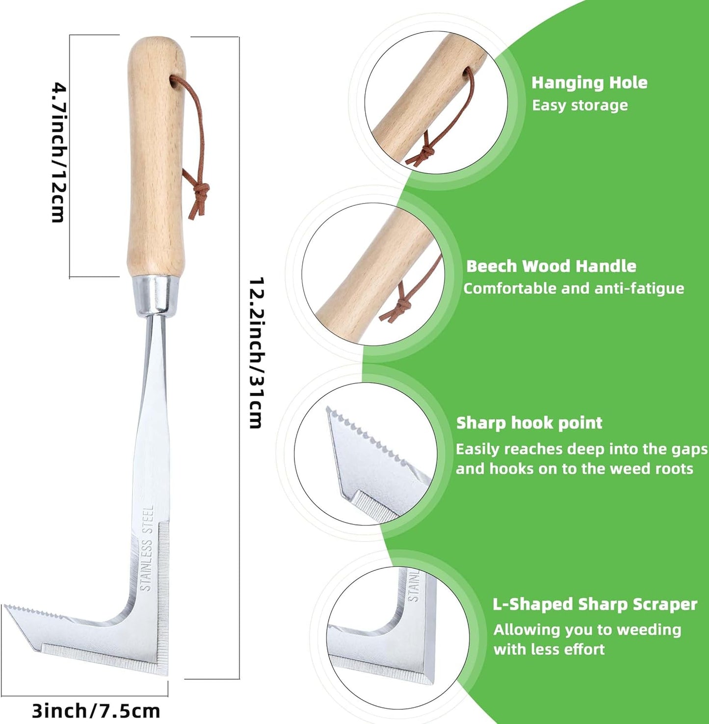 Stainless Steel Crevice Weeder – L-Shaped Garden Crack Tool