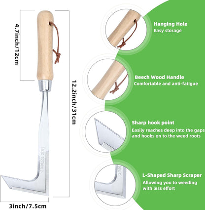 Stainless Steel Crevice Weeder – L-Shaped Garden Crack Tool