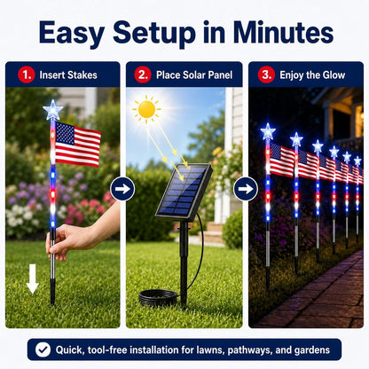 Solar American Flag Pathway Lights (8-Pack) – Waterproof Patriotic Decor