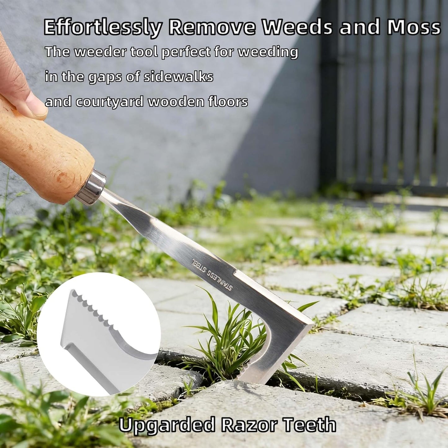 Stainless Steel Crevice Weeder – L-Shaped Garden Crack Tool