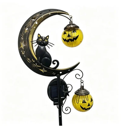 Solar-Powered Halloween Pathway Light | Black Cat & Pumpkin Waterproof Outdoor Garden Stake