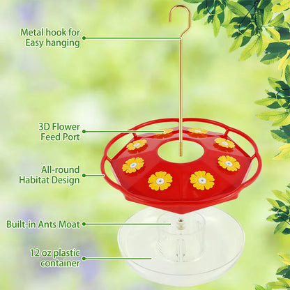 Hummingbird Feeder (8-Port, Ant & Bee Proof) – Flower-Shaped Hanging Bird Feeder