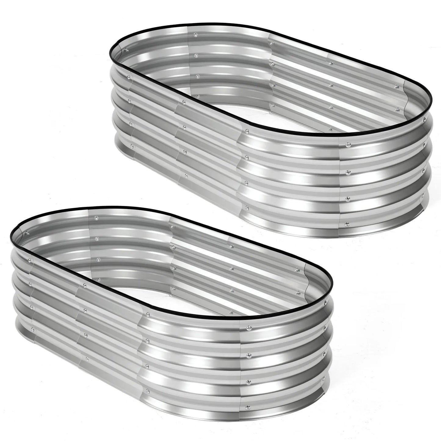 Silver Galvanized Metal Raised Garden Bed | 12" Deep Open-Bottom Planter Box