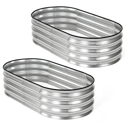 Silver Galvanized Metal Raised Garden Bed | 12" Deep Open-Bottom Planter Box