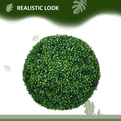 Boxwood Topiary Ball Set (2-Piece) – Uv-Protected Faux Plant Decor