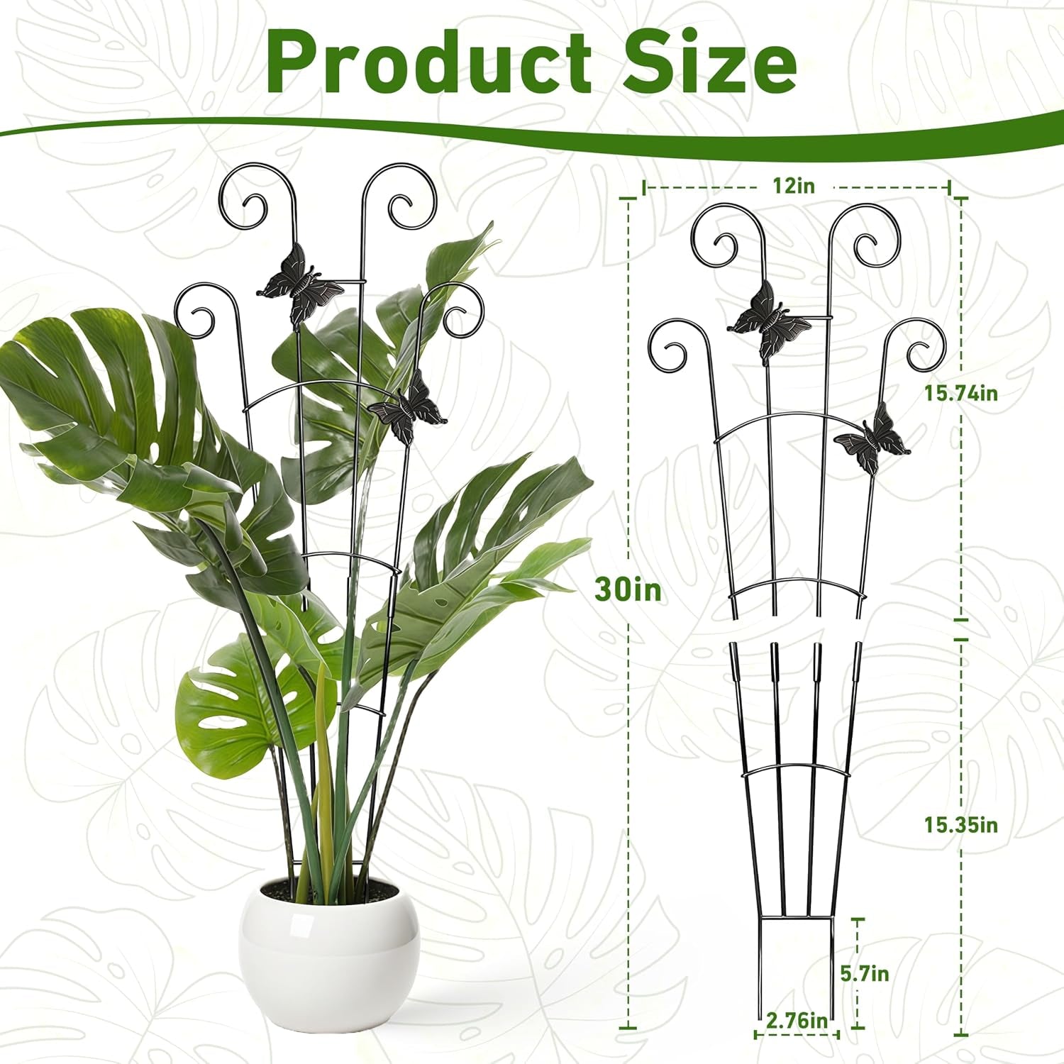 Monstera Plant Support Trellis (2-Pack) – Expandable Metal Stakes