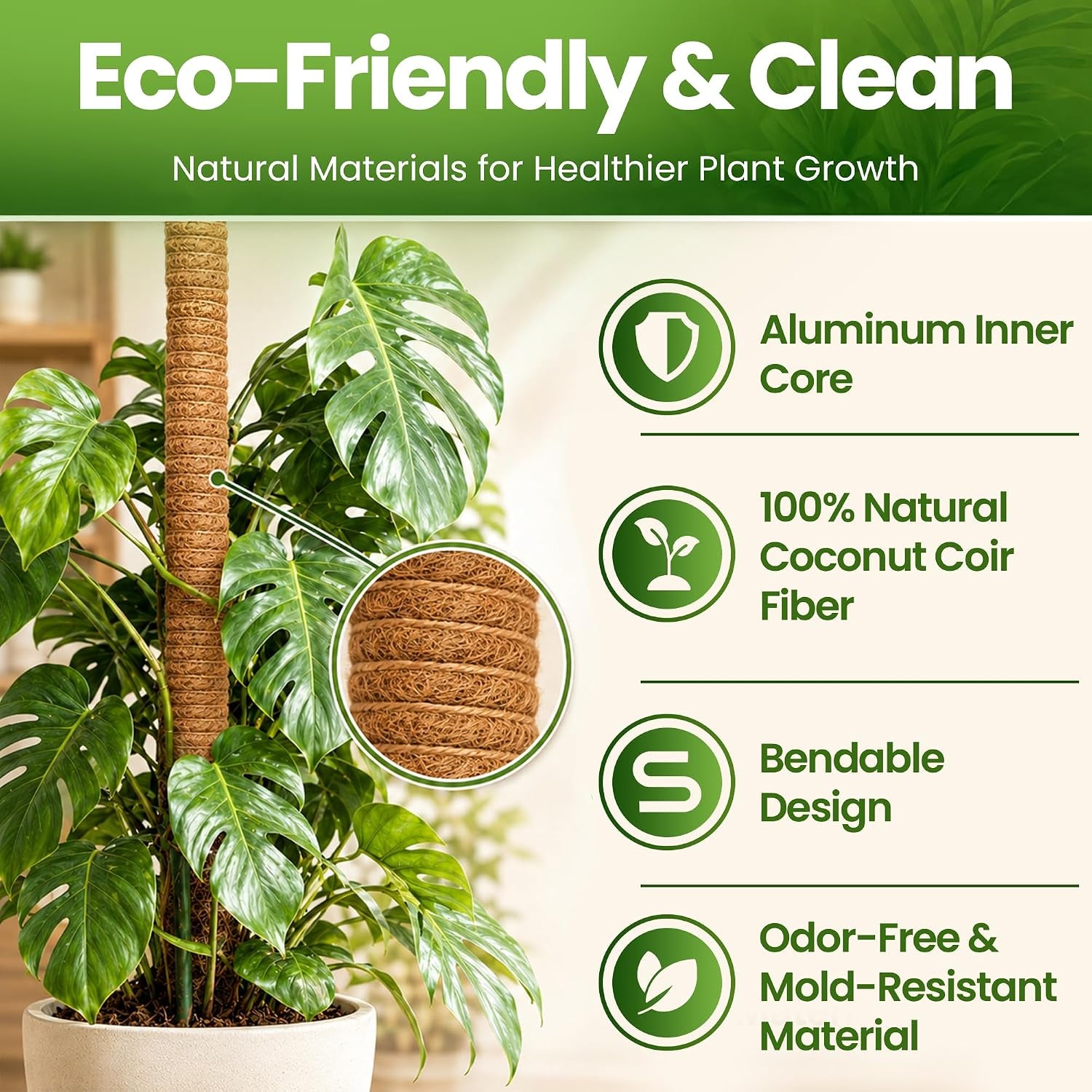 Bendable Moss Pole (2-Pack) – Monstera & Climbing Plant Support