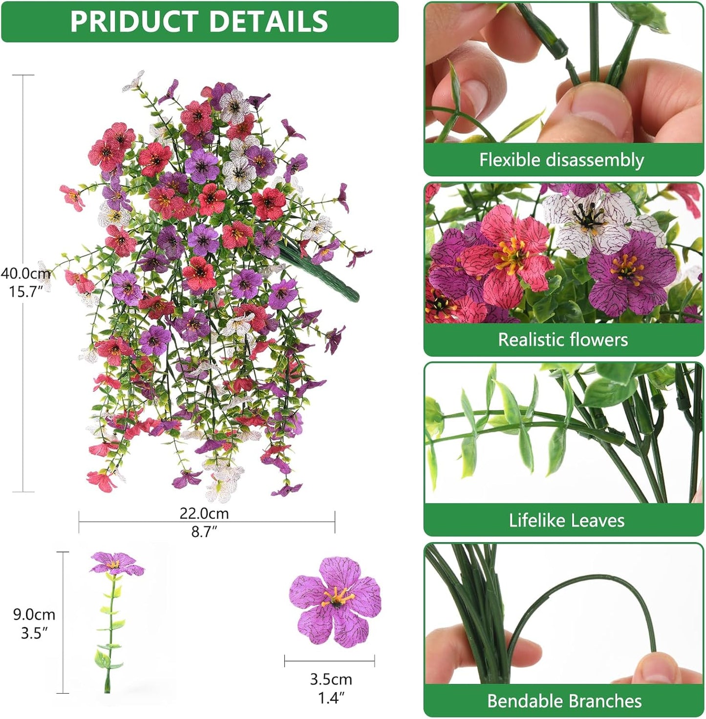 Uv-Resistant Hanging Silk Flowers – Porch & Patio Decor Set