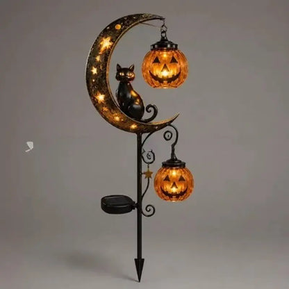 Solar-Powered Halloween Pathway Light | Black Cat & Pumpkin Waterproof Outdoor Garden Stake