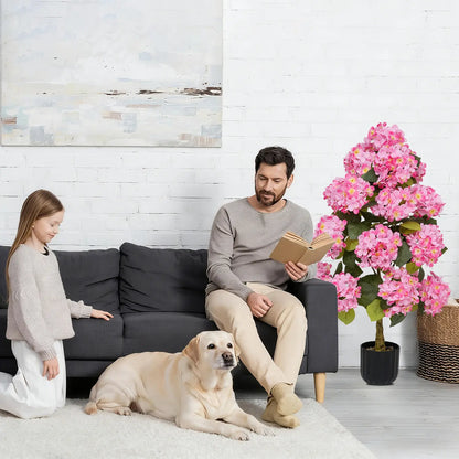 2-Pack 3ft Artificial Hydrangea Potted Plants | Realistic Silk Flower Trees with Planters