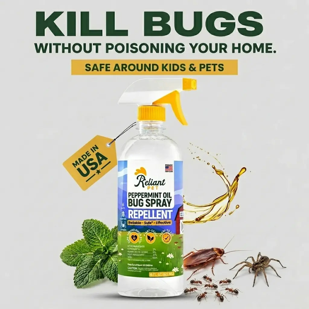 Reliant Natural Peppermint Oil Bug Spray | Ant, Spider & Roach Repellent | Pet & Kid Safe (16 oz, Made in USA)