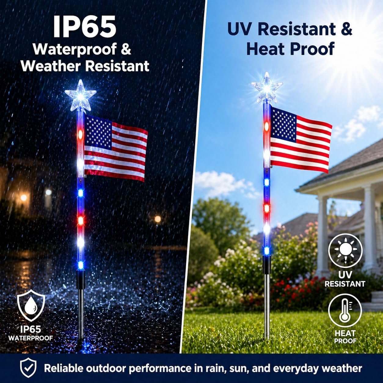 Solar American Flag Pathway Lights (8-Pack) – Waterproof Patriotic Decor