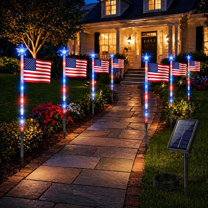 Solar American Flag Pathway Lights (8-Pack) – Waterproof Patriotic Decor