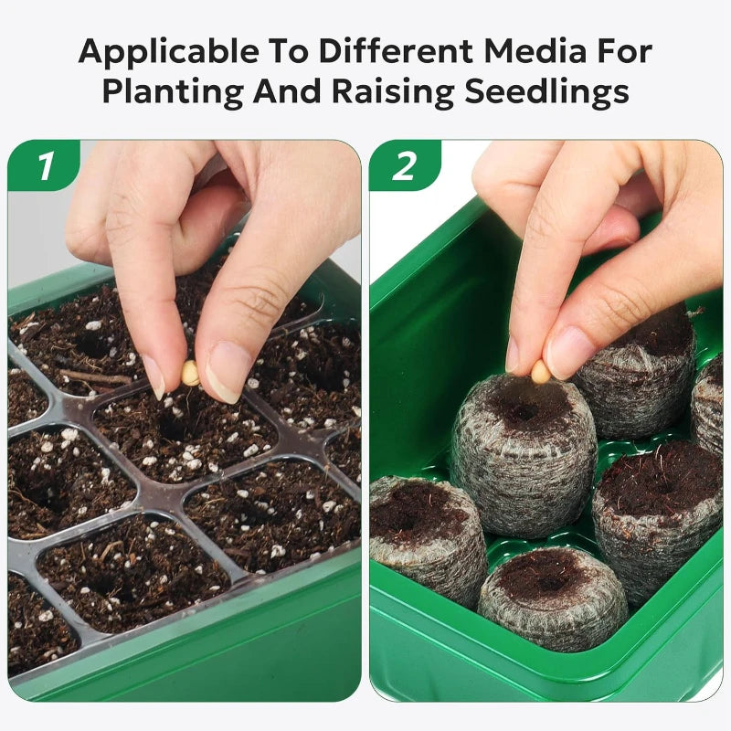10-Piece Seed Starter Tray Kit – Mini Greenhouse Propagator with Dome