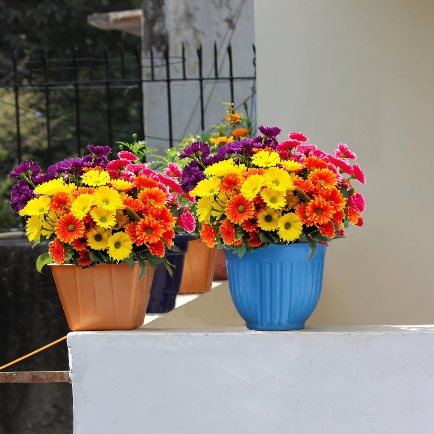Artificial Gerbera Daisy Bouquets (8-Pack) – Uv-Resistant Garden Decor