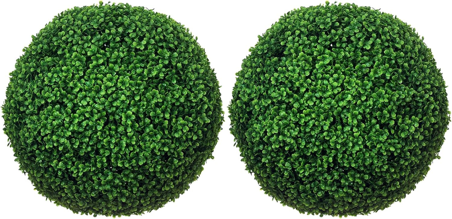 Boxwood Topiary Ball Set (2-Piece) – Uv-Protected Faux Plant Decor