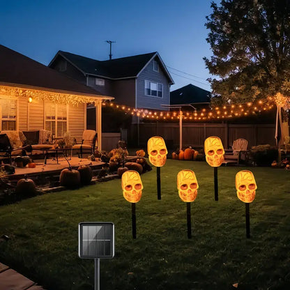 5-Piece Solar Halloween Pathway Lights | Skull & Ghost LED Garden Stakes (IP44 Waterproof)