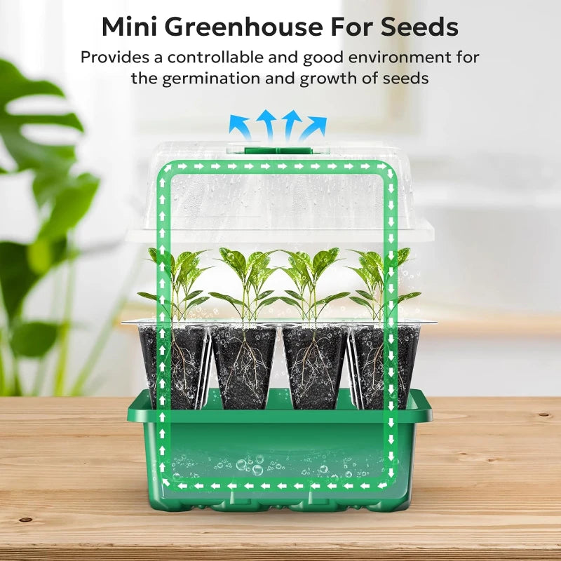 10-Piece Seed Starter Tray Kit – Mini Greenhouse Propagator with Dome
