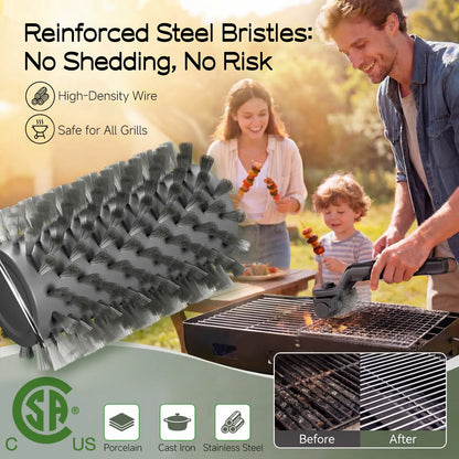 Cordless Electric BBQ Grill Brush & Spin Scrubber | 3-Speed Rechargeable Grill Cleaner Tool