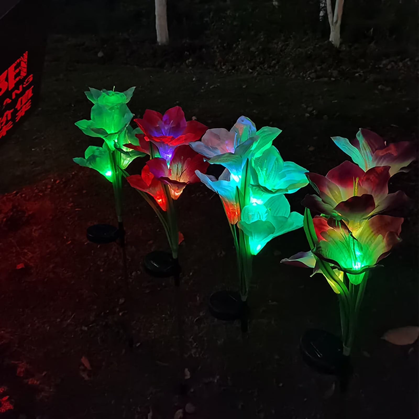 Solar Lily Flower Garden Lights – Color-Changing Waterproof Decor