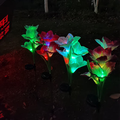 Solar Lily Flower Garden Lights – Color-Changing Waterproof Decor