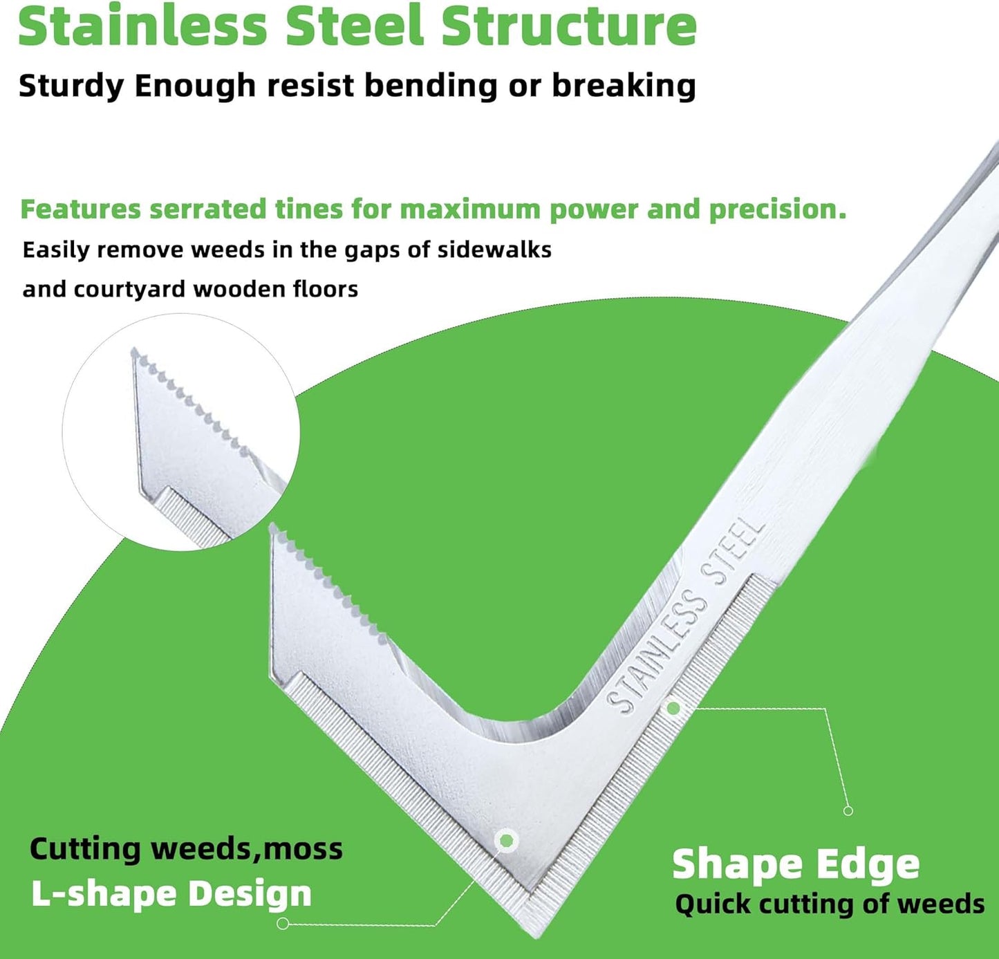 Stainless Steel Crevice Weeder – L-Shaped Garden Crack Tool