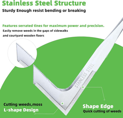 Stainless Steel Crevice Weeder – L-Shaped Garden Crack Tool