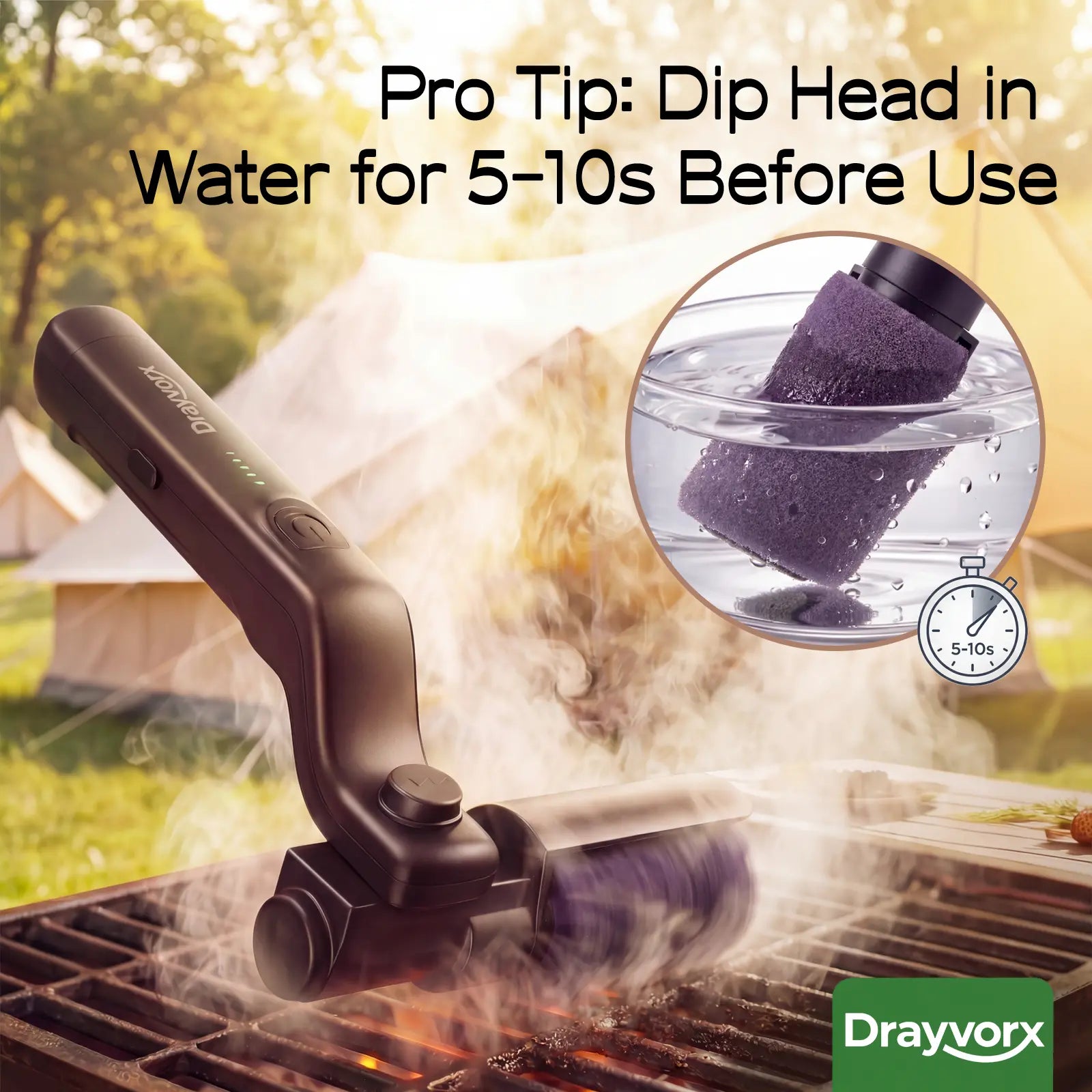 Cordless Electric BBQ Grill Brush & Spin Scrubber | 3-Speed Rechargeable Grill Cleaner Tool