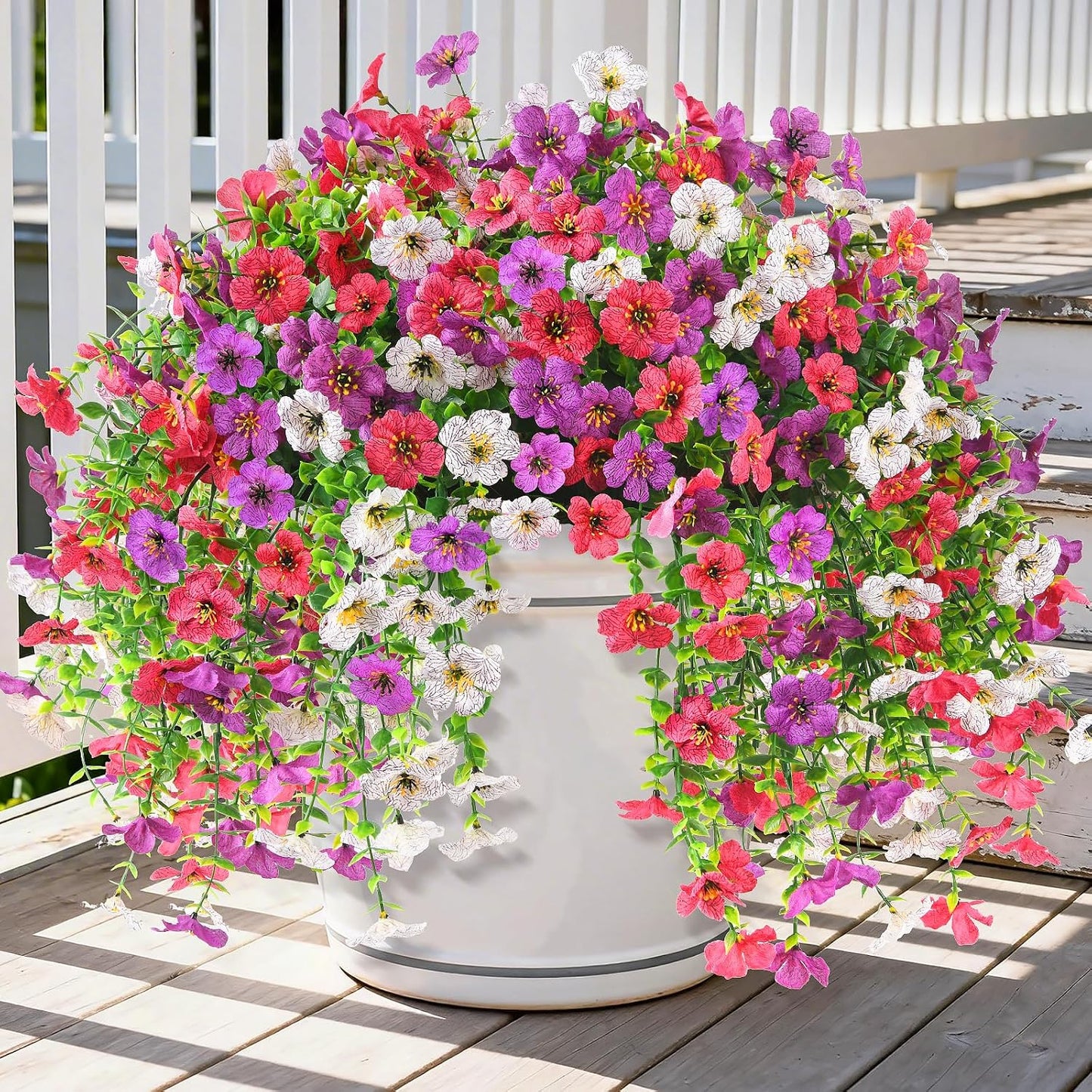 Uv-Resistant Hanging Silk Flowers – Porch & Patio Decor Set