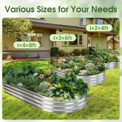 Silver Galvanized Metal Raised Garden Bed | 12" Deep Open-Bottom Planter Box