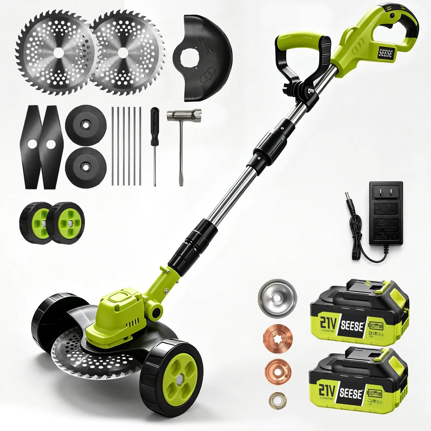 Cordless Electric Weed Wacker & Lawn Edger | Lightweight Trimmer with 3 Blades & 2 Batteries