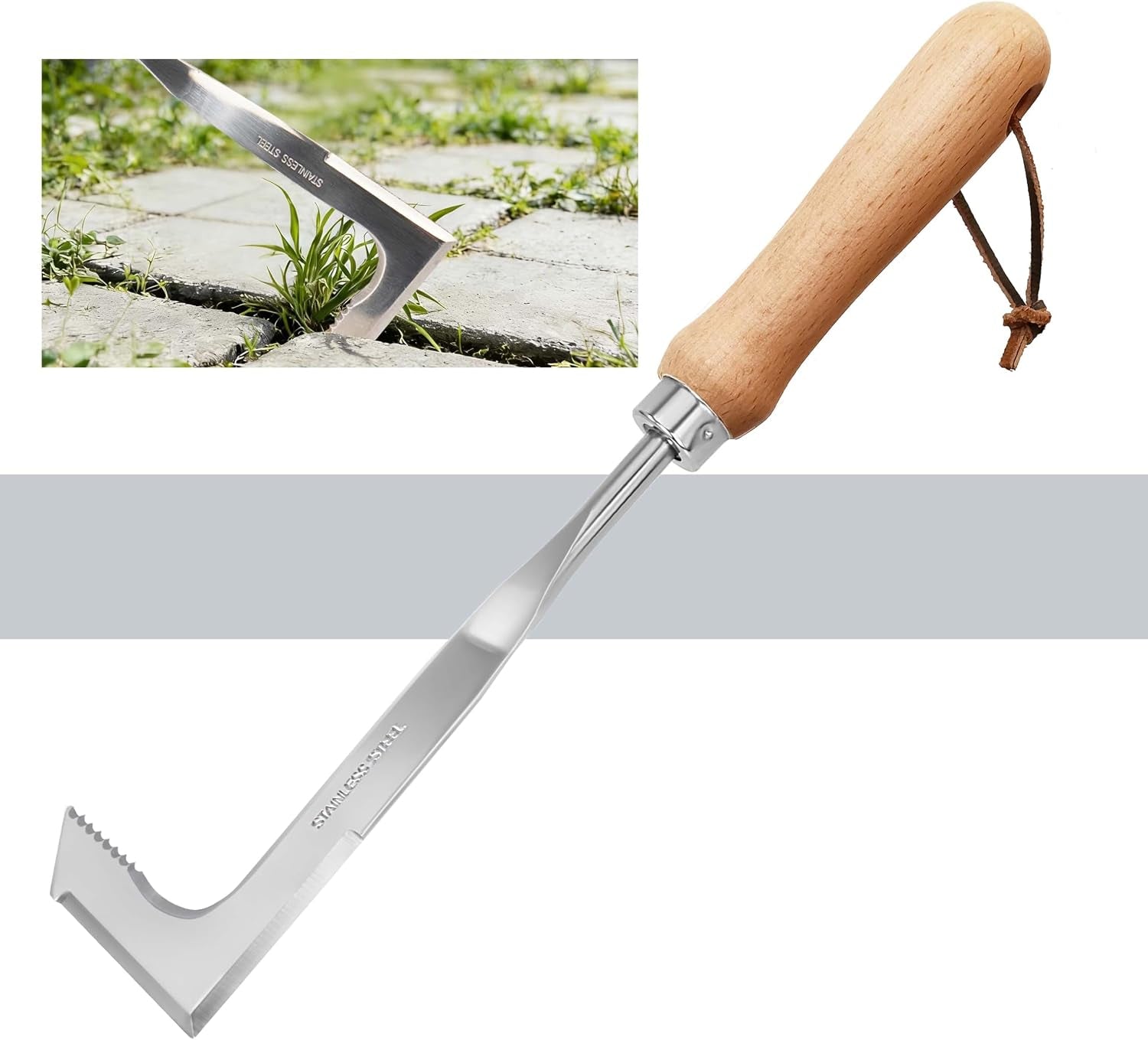 Stainless Steel Crevice Weeder – L-Shaped Garden Crack Tool