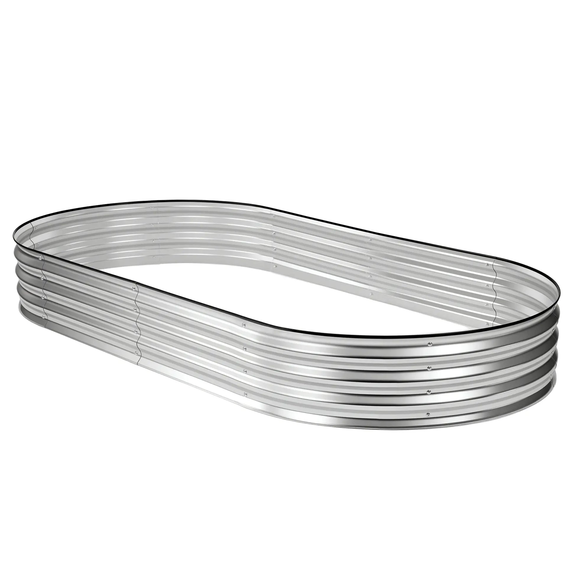 Silver Galvanized Metal Raised Garden Bed | 12" Deep Open-Bottom Planter Box