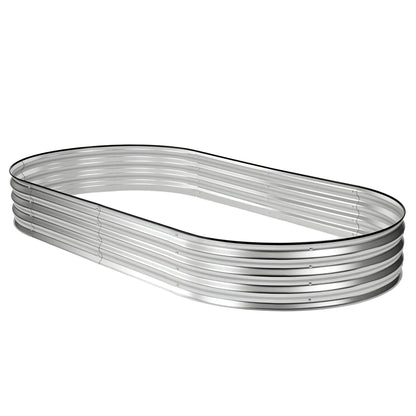 Silver Galvanized Metal Raised Garden Bed | 12" Deep Open-Bottom Planter Box