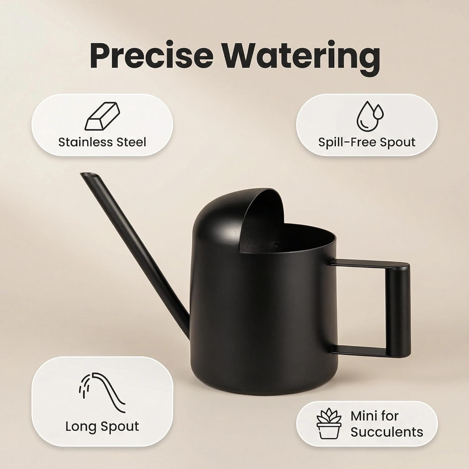Mini Stainless Steel Watering Can (11Oz) – Indoor Plant Care