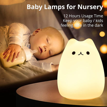 Kawaii Cat Night Light – Remote-Controlled Kids Bedroom Lamp