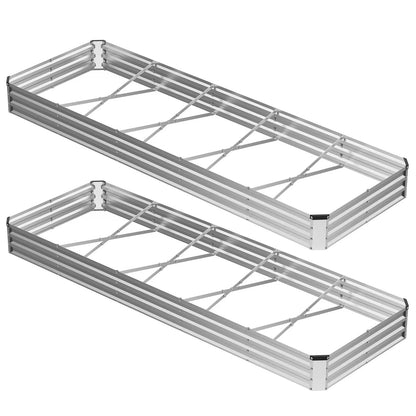 Silver Galvanized Metal Raised Garden Bed | 12" Deep Open-Bottom Planter Box