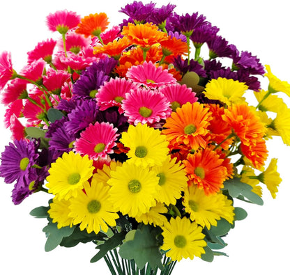 Artificial Gerbera Daisy Bouquets (8-Pack) – Uv-Resistant Garden Decor